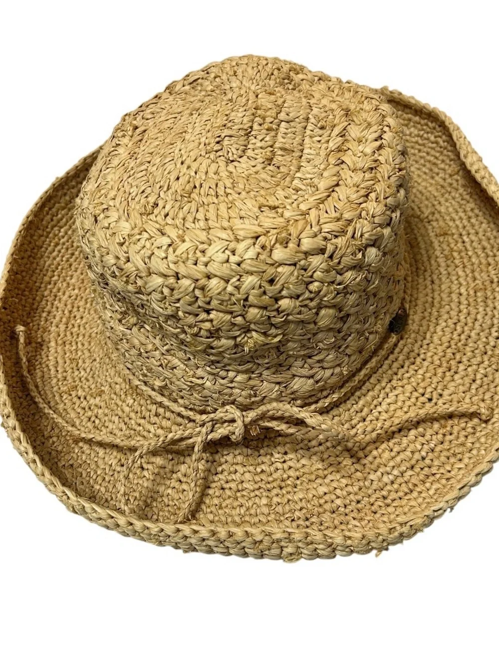 Scala women's crocheted raffia natural woven straw hat OS